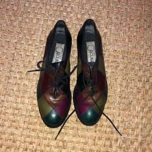 Leather Harlequin Pattern Shoes